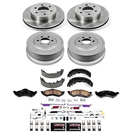 Front and Rear Autospecialty Stock Replacement Brake Shoe Drum Pad and Rotor Kit