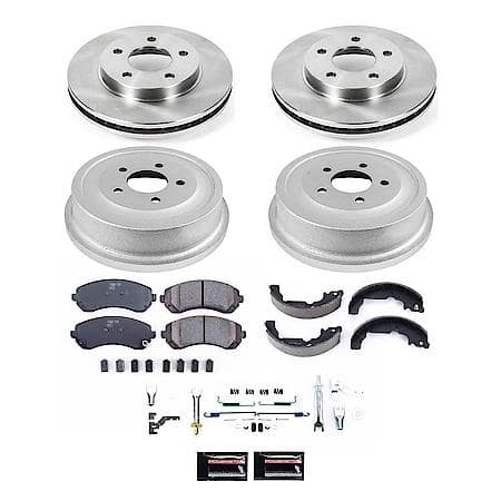 Front and Rear Autospecialty Stock Replacement Brake Shoe Drum Pad and Rotor Kit