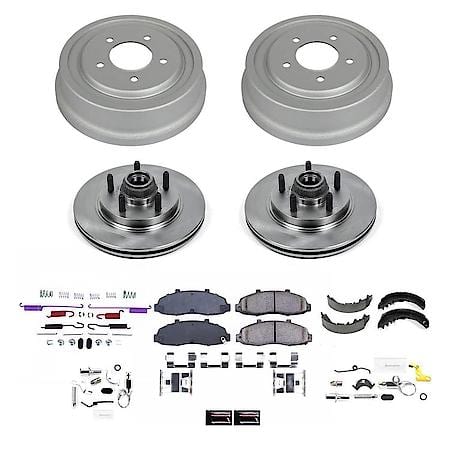 Front and Rear Autospecialty Stock Replacement Brake Shoe Drum Pad and Rotor Kit