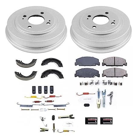 Front and Rear Autospecialty Stock Replacement Brake Shoe Drum Pad and Rotor Kit