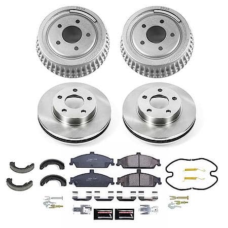 Front and Rear Autospecialty Stock Replacement Brake Shoe Drum Pad and Rotor Kit