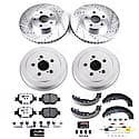 Z26 Street Ceramic Brake Pads, Drilled + Slotted Rotors, Drum + Shoe Kit