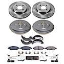 Front and Rear Autospecialty Stock Replacement Brake Shoe Drum Pad and Rotor Kit