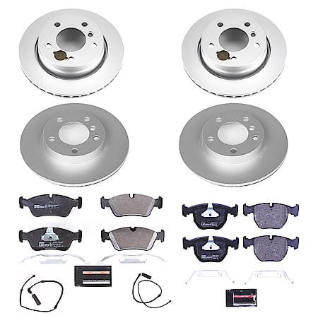 Euro-Stop High-Carbon Coated Rotors, ECE-R90 Brake Pads + Hardware Kit