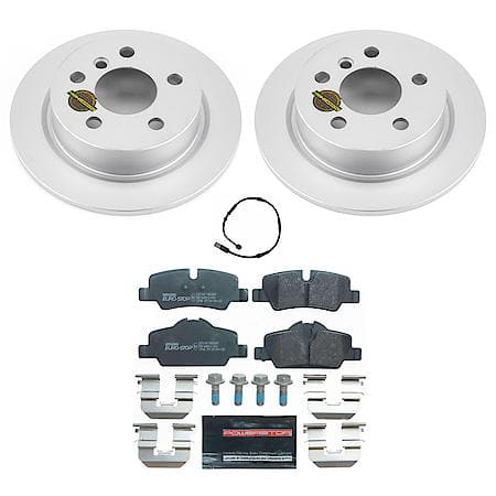 Euro-Stop High-Carbon Coated Rotors, ECE-R90 Brake Pads + Hardware Kit