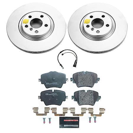 Euro-Stop High-Carbon Coated Rotors, ECE-R90 Brake Pads + Hardware Kit