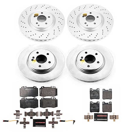 Euro-Stop High-Carbon Coated Rotors, ECE-R90 Brake Pads and Hardware Kit