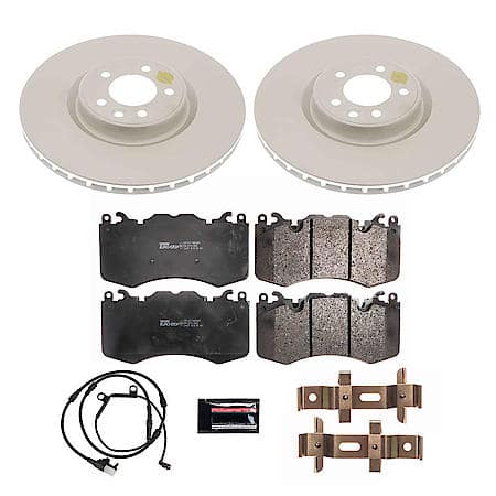 Euro-Stop High-Carbon Coated Rotors, ECE-R90 Brake Pads and Hardware Kit