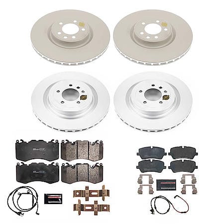 Euro-Stop High-Carbon Coated Rotors, ECE-R90 Brake Pads and Hardware Kit