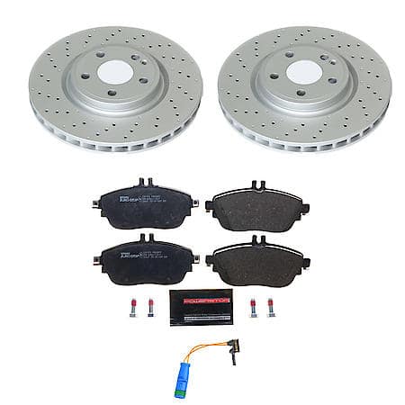 Euro-Stop High-Carbon Coated Rotors, ECE-R90 Brake Pads + Hardware Kit