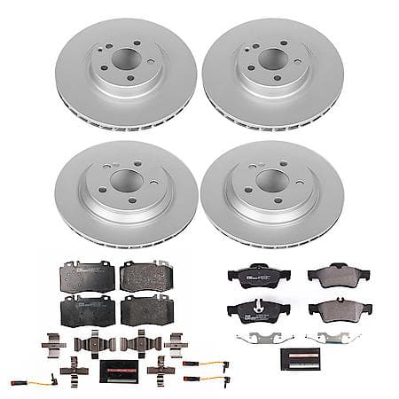 Euro-Stop High-Carbon Coated Rotors, ECE-R90 Brake Pads and Hardware Kit