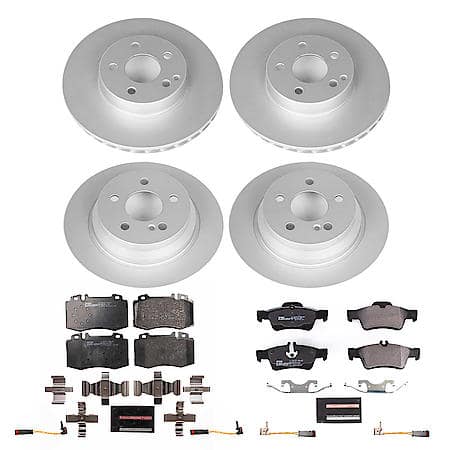 Euro-Stop High-Carbon Coated Rotors, ECE-R90 Brake Pads and Hardware Kit