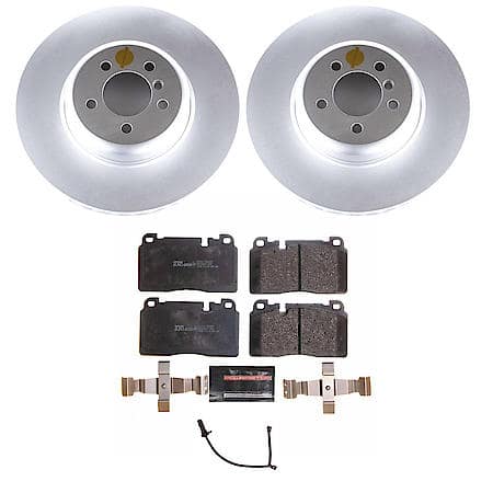 Euro-Stop High-Carbon Coated Rotors, ECE-R90 Brake Pads + Hardware Kit