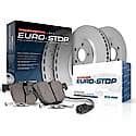 Euro-Stop High-Carbon Coated Rotors, ECE-R90 Brake Pads and Hardware Kit