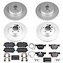 Euro-Stop High-Carbon Coated Rotors, ECE-R90 Brake Pads + Hardware Kit