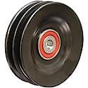 V-Belt, Idler/Tensioner Pulley; Steel, 107mm Dia., 27.14mm Width, 2 Grooves