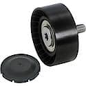 Idler Pulley: Direct Fit, Thermoplastic, 65mm Diameter, w/ Hardware