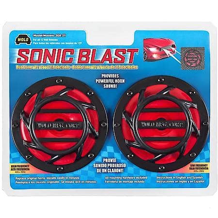 High-Powered Sonic Blast Red and Black Painted Twin Horn Set