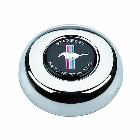 Adhesive/Snap-On, Chrome Steel, With Red/White/Blue Mustang Running Horse Emblem