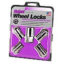 Chrome Cone Seat Wheel Lock Set (M14 x 1.5 Thread Size) - Set of 4 Locks and 1 Key