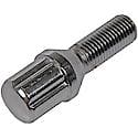 Wheel Bolt: M12-1.50 Thread Size, Conical - 60 deg Seat Style, Spline Drive Hex Size, Chrome, 4 Pack