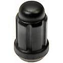 Wheel Lug Nut Lock Set: M12-1.50 Thread, Conical 60, Acorn, 1.39" L, Matte Black, 20 Locks/1 Key