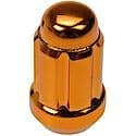 Wheel Lug Nut Lock Set: M12-1.50 Thread, Conical 60, Acorn, 1.39" Length, Orange, 20 Locks/1 Key