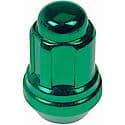 Wheel Lug Nut & Lock Set: M12-1.50 Thread, Conical 60, Acorn, 1.39" L, Green, 16 Nuts/4 Locks/1 Key