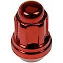 Wheel Lug Nut & Lock Set: M12-1.50 Thread, Conical 60, Acorn, 1.39" L, Red, 16 Nuts/4 Locks/1 Key