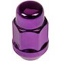 Wheel Lug Nut & Lock Set: M12-1.50 Thread, Conical 60, Acorn, 1.39" L, Purple, 16 Nuts/4 Locks/1 Key