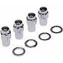 Wheel Lug Nut: 1/2-20 Thread, Flanged, Mag, 1.664" Length, Chrome, 4 Pack