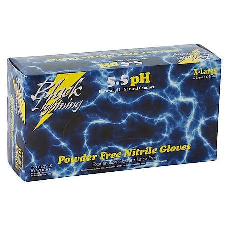 Black Lightning Xlarge Black Nitrile Gloves