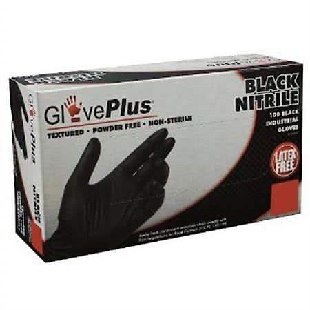 Xl Gloveplus P/F, Txtred Black Nitrile Gloves (100 Per Box)