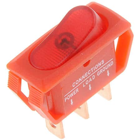 Electrical Switches - Rocker Full Glow - Rectangular Style - Red Body/Red Glow