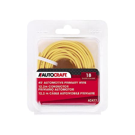 Automotive Primary Wire, 18 Gauge, Yellow, 40 Ft