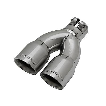 Exhaust Tip - 3.00 in. Dual Angle Cut Polished SS Fits 2.25 in. Tubing -Clamp on