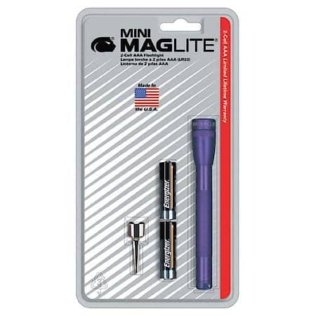 Ultra Mini MagLite Purple Flashlight with Belt Clip and 2 AAA Batteries