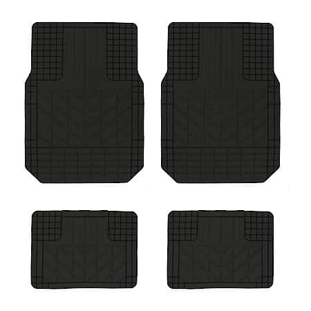 Car & SUV & Truck Floor Mat, Black Rubber, Premium Heavy-Duty, Trim to Fit, 4 Piece