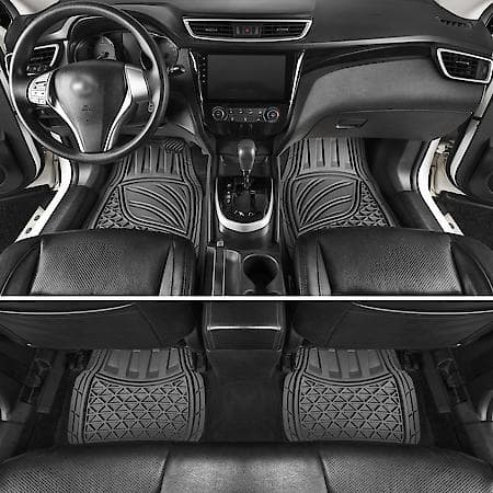 Car & SUV & Truck Floor Mat, Grey Rubber, Premium Heavy-Duty, Trim to Fit, 4 Piece