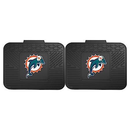 NFL Miami Dolphins Floor Mats: Black, Vinyl, All Weather, Universal, 2 Pk