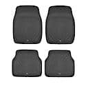 Car & SUV Floor Mat, Black Faux Leather, Luxury, Universal, 4PC, Durable, Easy Clean