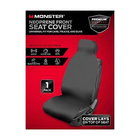 Geometric Pattern Neoprene Front Seat Cover, Black
