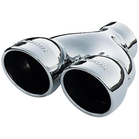 Exhaust Tip - Dual 3.5 in. Rolled Angle Polished SS Fits 2.50 in. Tubing-weld on