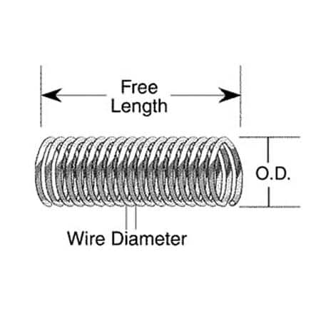 Springs - Compression, Type - 3, Free Length - 1-7/8", Outer Diameter - 11/16", Wire Diameter - 0.05 in., Coils/Inch - 5