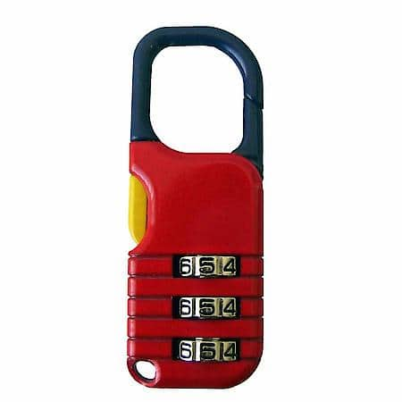 Resettable Backpack Padlock: Anti Theft Device, Red