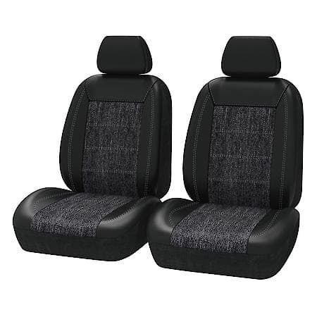 AutoCraft Car & SUV Seat Cover, Black Leatherette & Jacquard, Classic ...