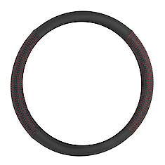 AutoCraft Perforated Sports Steering Wheel Cover: Black/Red Faux ...