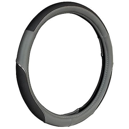 Steering Wheel Cover - Sport Grip Black & Gray w/ Chrome Accent