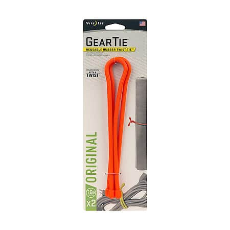 Gear Tie Reusable Rubber Twist Tie 18 in. - 2 Pack - Bright Orange