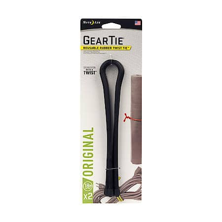 Gear Tie Reusable Rubber Twist Tie 18 in. - 2 Pack - Black